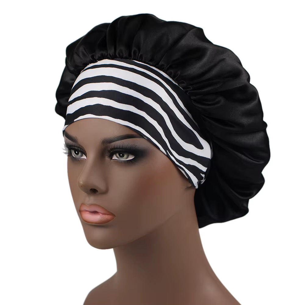 Large Satin Bonnet,Silk Bonnet Hair Wrap for Sleeping, Sleep Cap with Elastic Soft Band, Big Bonnets for Women Hair Care