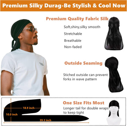 2 PCS Bonnet for Men,Silk Hair Bonnet for Sleeping Women,Matching Bonnets and Durag Set