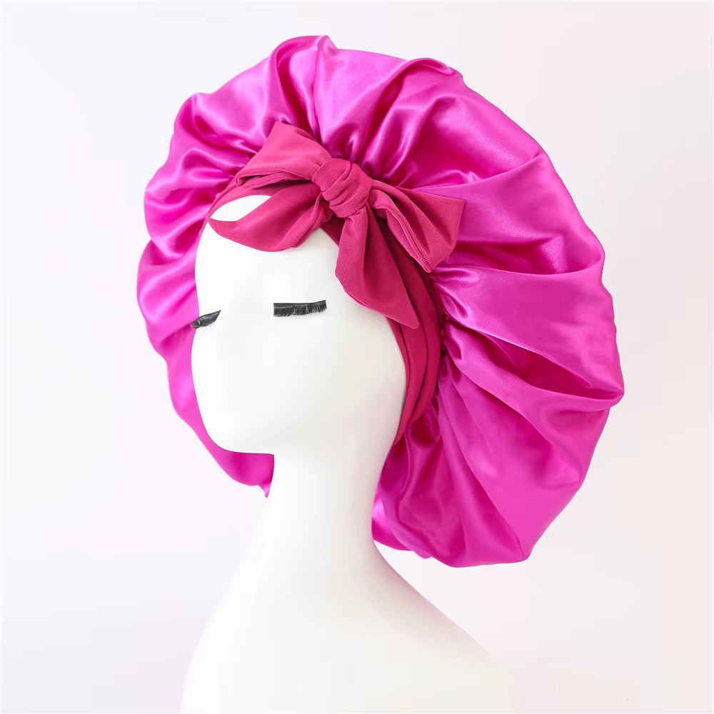 Sleeping Hat Women Satin Solid Night Sleep Cap Hair Care Bonnet Nightcap for Women Men Unisex Cap Bonnet De Nuit Shower Turban