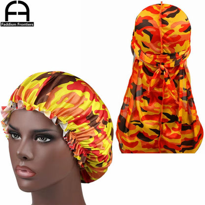 Unisex Men Silk Durag Match Silky Bonnet for Women Silky Durags Bandanas for Men Turban Hat Long Tail Do Durag Waves Cap