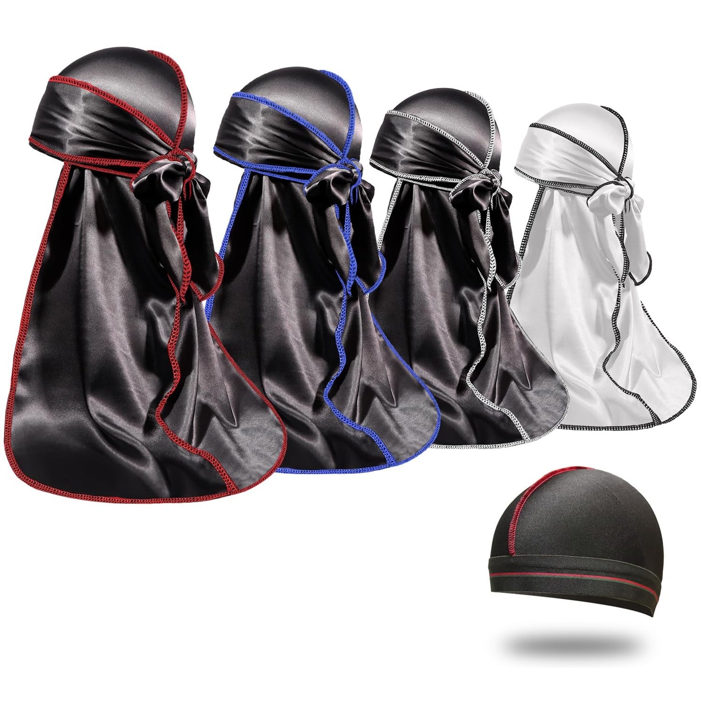 Silky Durags for Men Women 360 Waves with Wave Cap Extra Long Tails
