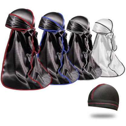 Silky Durags for Men Women 360 Waves with Wave Cap Extra Long Tails