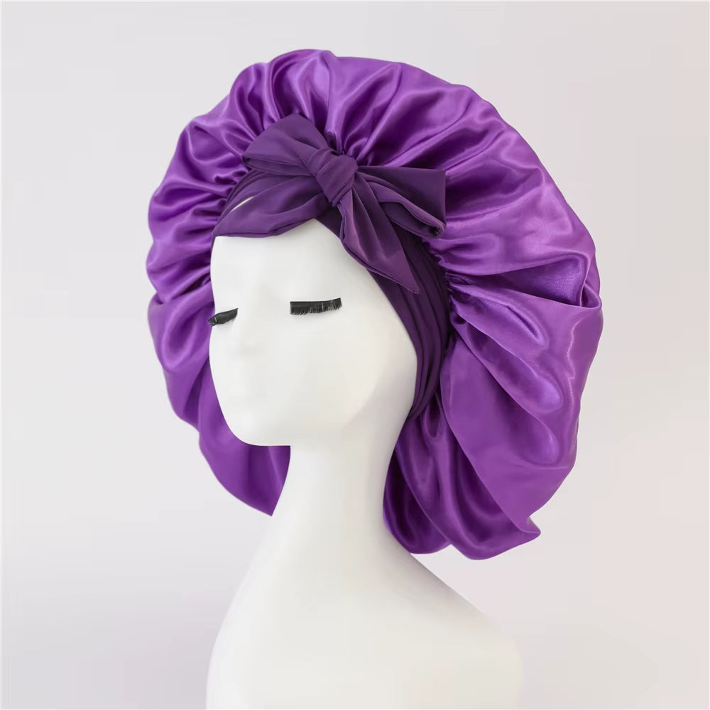 Sleeping Hat Women Satin Solid Night Sleep Cap Hair Care Bonnet Nightcap for Women Men Unisex Cap Bonnet De Nuit Shower Turban