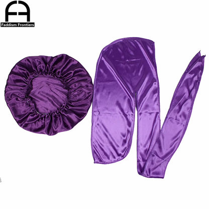 Unisex Men Silk Durag Match Silky Bonnet for Women Silky Durags Bandanas for Men Turban Hat Long Tail Do Durag Waves Cap