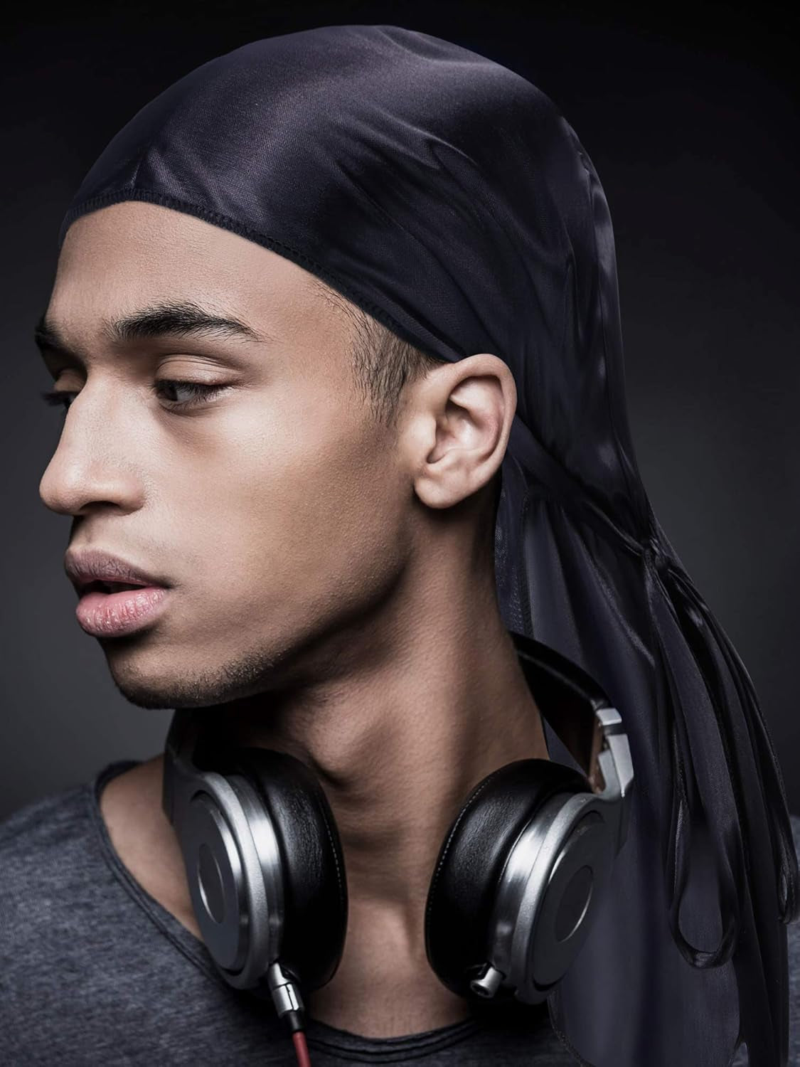 8 Pack Silky Durags for Men 4 Wave Cap 4 Long Tail Do Rags 360 Waves Elastic Headwraps for Men Women