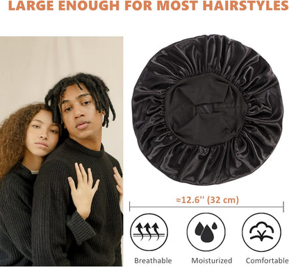 2 PCS Bonnet for Men,Silk Hair Bonnet for Sleeping Women,Matching Bonnets and Durag Set