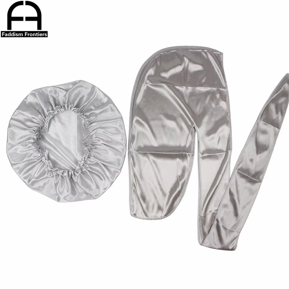 Unisex Men Silk Durag Match Silky Bonnet for Women Silky Durags Bandanas for Men Turban Hat Long Tail Do Durag Waves Cap