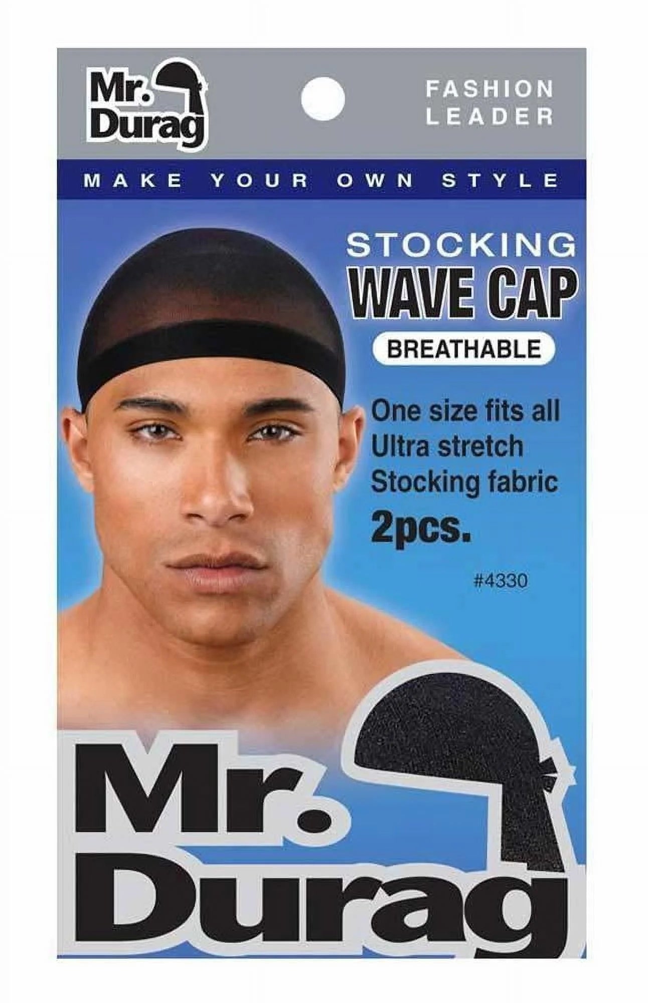 Black Stocking Wave Cap with Wide Band, 2 Count