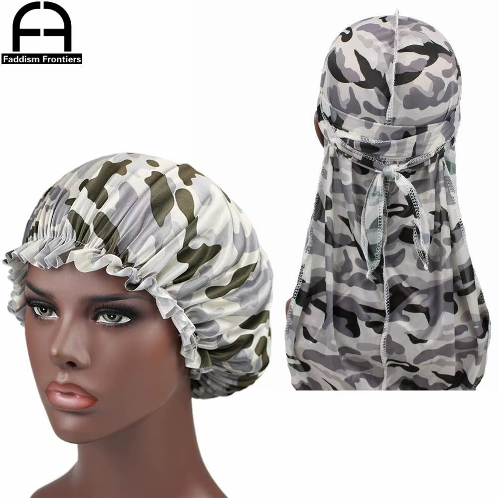 Unisex Men Silk Durag Match Silky Bonnet for Women Silky Durags Bandanas for Men Turban Hat Long Tail Do Durag Waves Cap