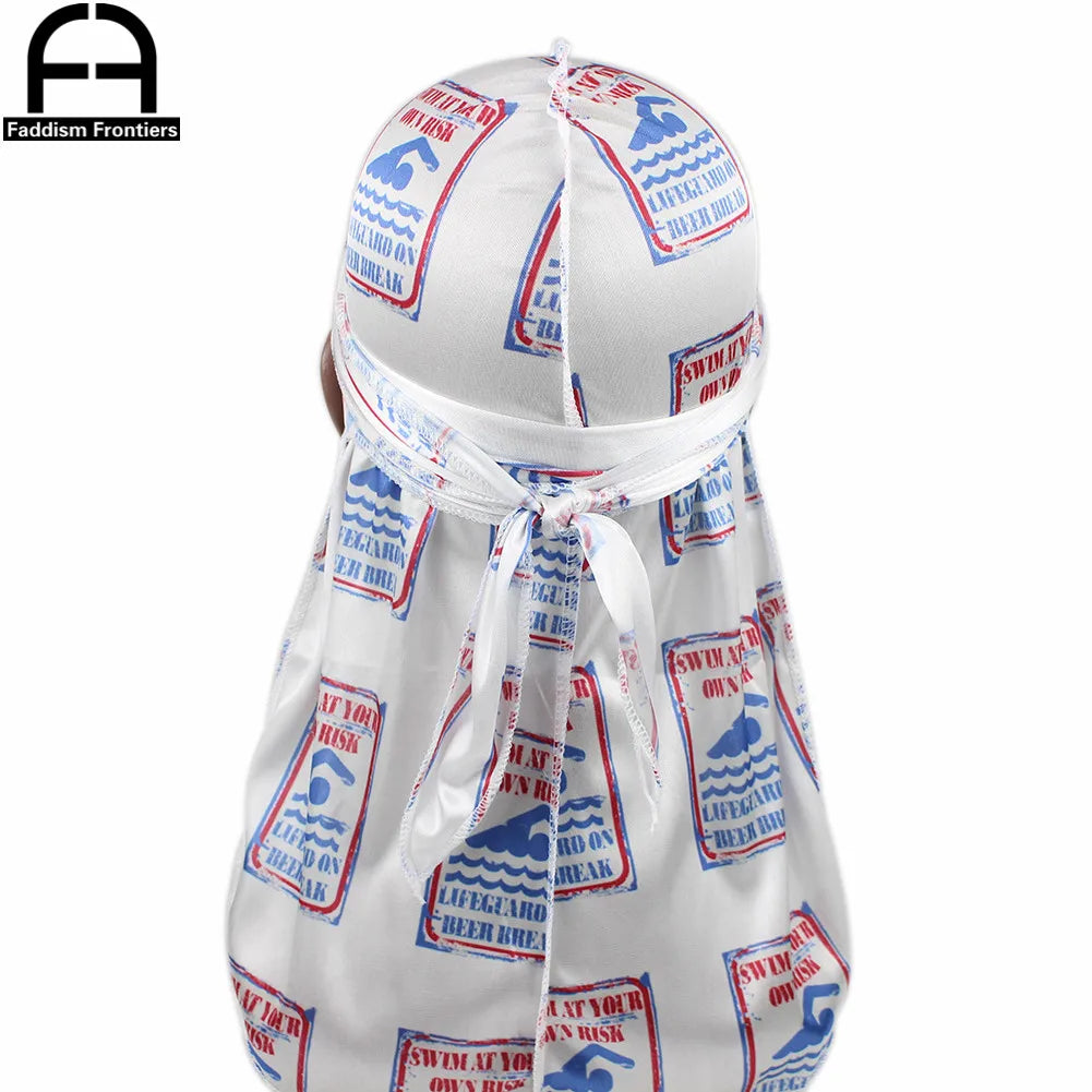 Men Silky Colorful Money Durag Bandanas for Men Silk Durag Long Straps Headwrap Hair Wave Brush Style Durag