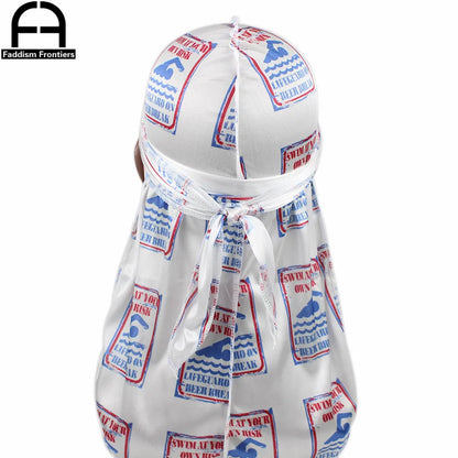 Men Silky Colorful Money Durag Bandanas for Men Silk Durag Long Straps Headwrap Hair Wave Brush Style Durag