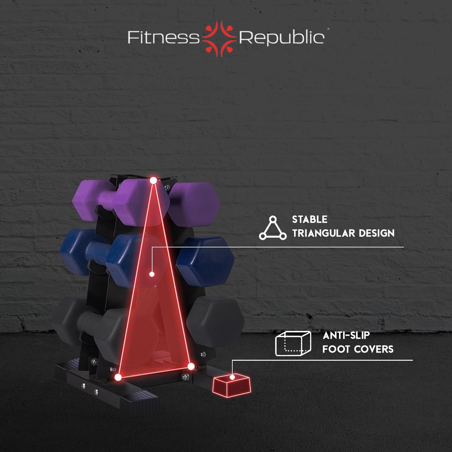 Neoprene Dumbbells Weight Storage Rack - 2.0 MM Thick Steel Weight Organizer - Ideal Choice for Home Gym - Easy to Assemble and Store