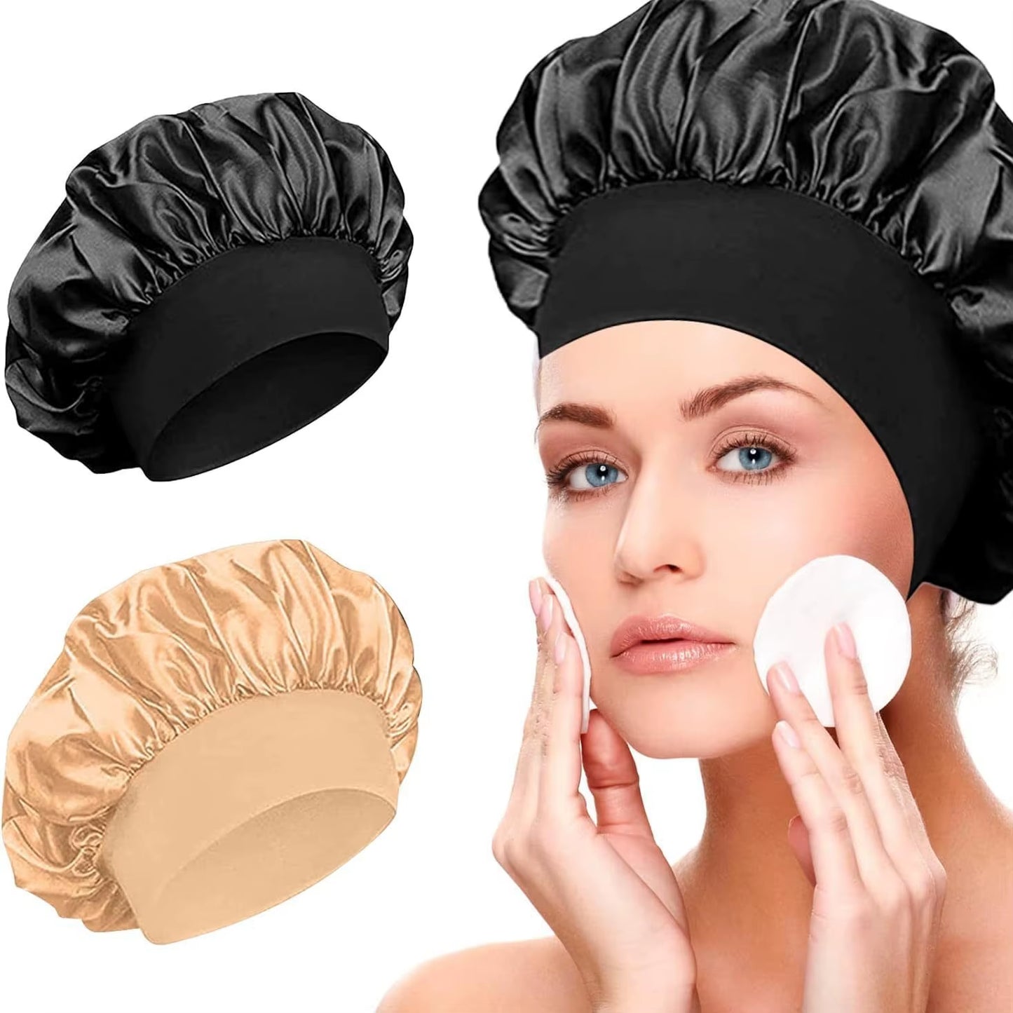 Large Satin Bonnet,Silk Bonnet Hair Wrap for Sleeping, Sleep Cap with Elastic Soft Band, Big Bonnets for Women Hair Care