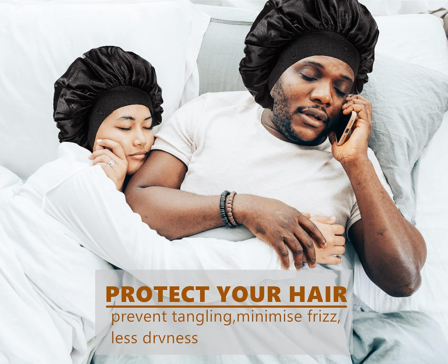 2 PCS Bonnet for Men,Silk Hair Bonnet for Sleeping Women,Matching Bonnets and Durag Set