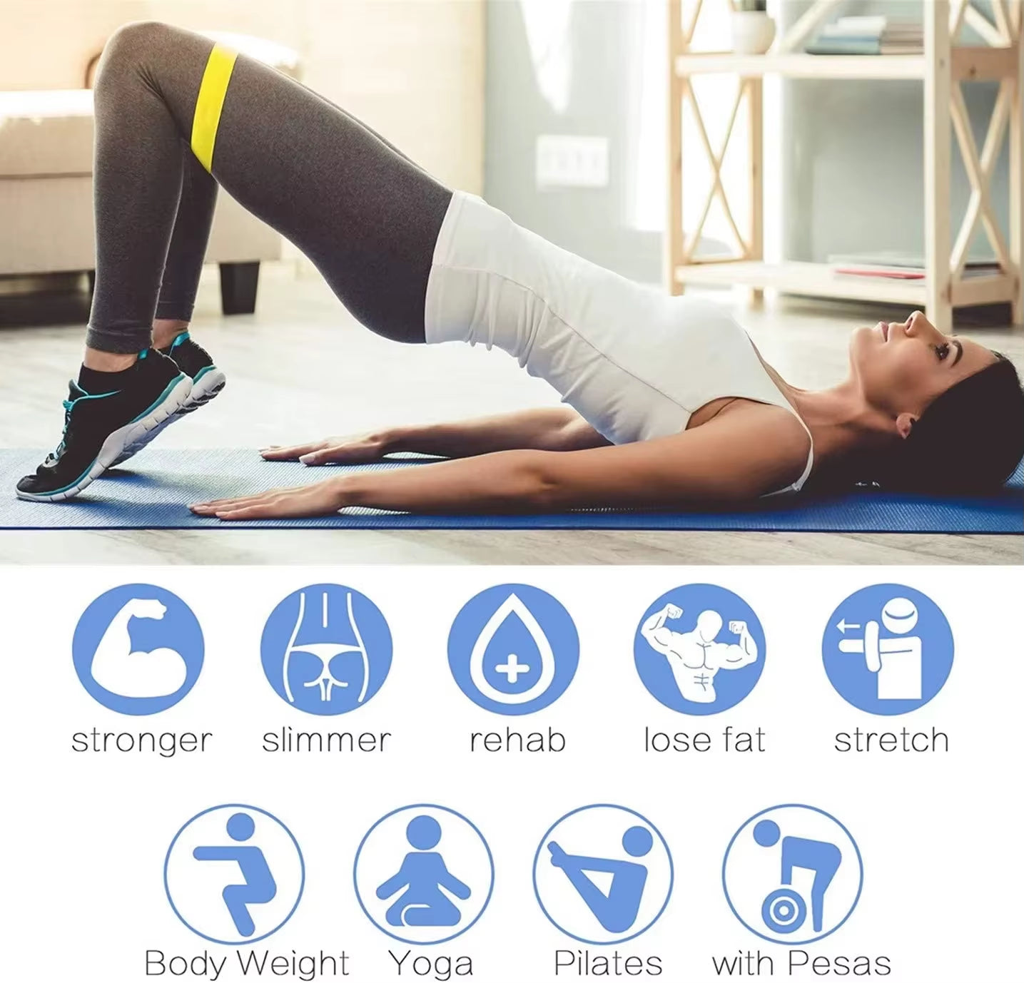 TPE Yoga Resistance Band, Fitness Resistance Band, Buttock Shaping Band, Exercise Set for Buttock Training and Lifting