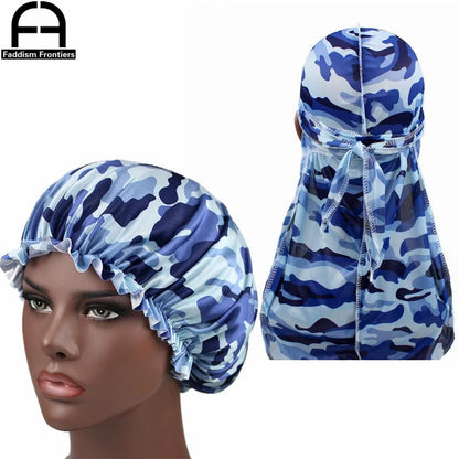 Unisex Men Silk Durag Match Silky Bonnet for Women Silky Durags Bandanas for Men Turban Hat Long Tail Do Durag Waves Cap