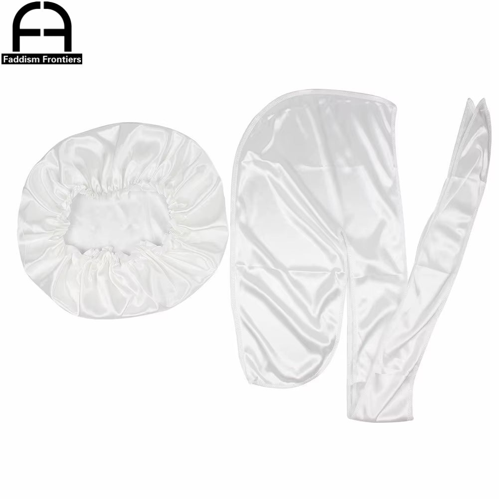 Unisex Men Silk Durag Match Silky Bonnet for Women Silky Durags Bandanas for Men Turban Hat Long Tail Do Durag Waves Cap