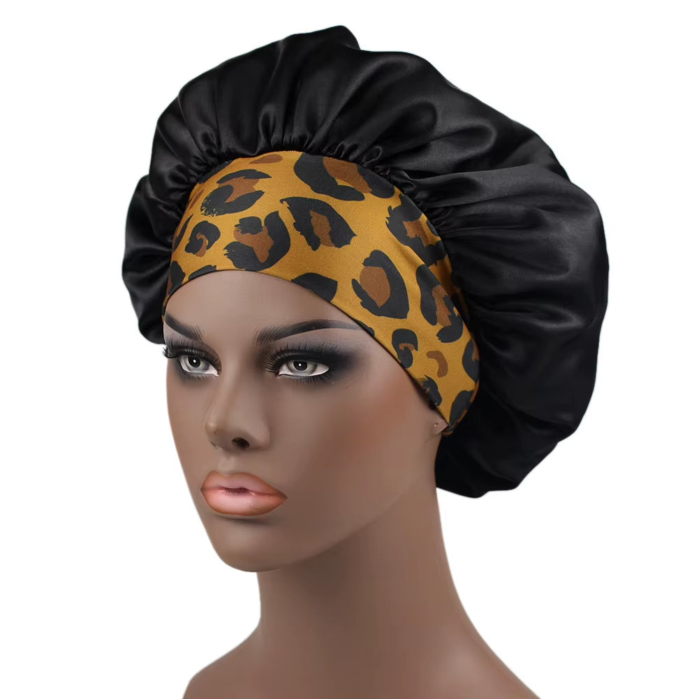 Large Satin Bonnet,Silk Bonnet Hair Wrap for Sleeping, Sleep Cap with Elastic Soft Band, Big Bonnets for Women Hair Care